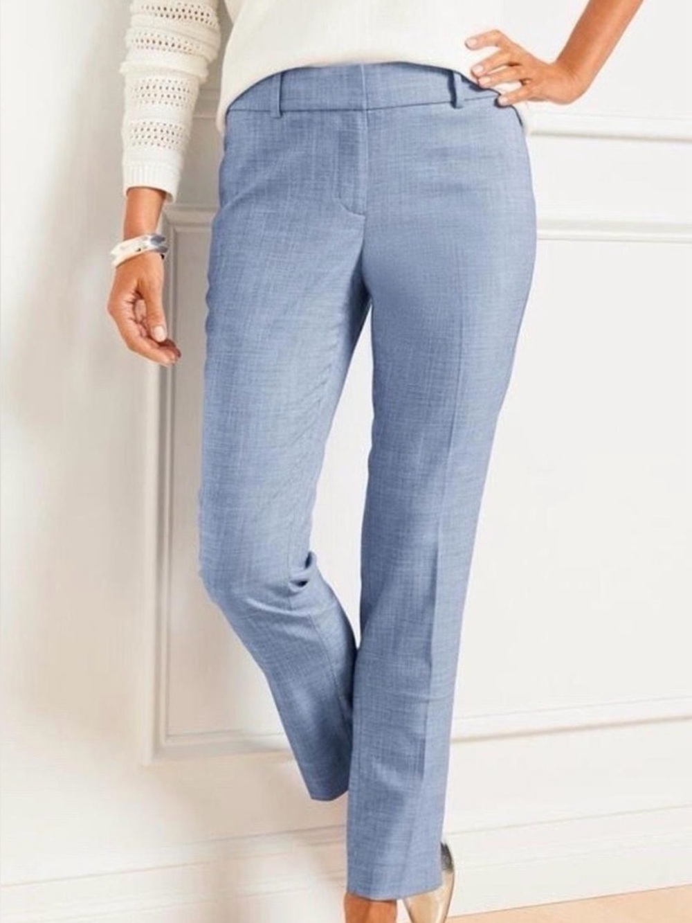 Talbots Hampshire Ankle Pant Light Blue Tailored Trousers